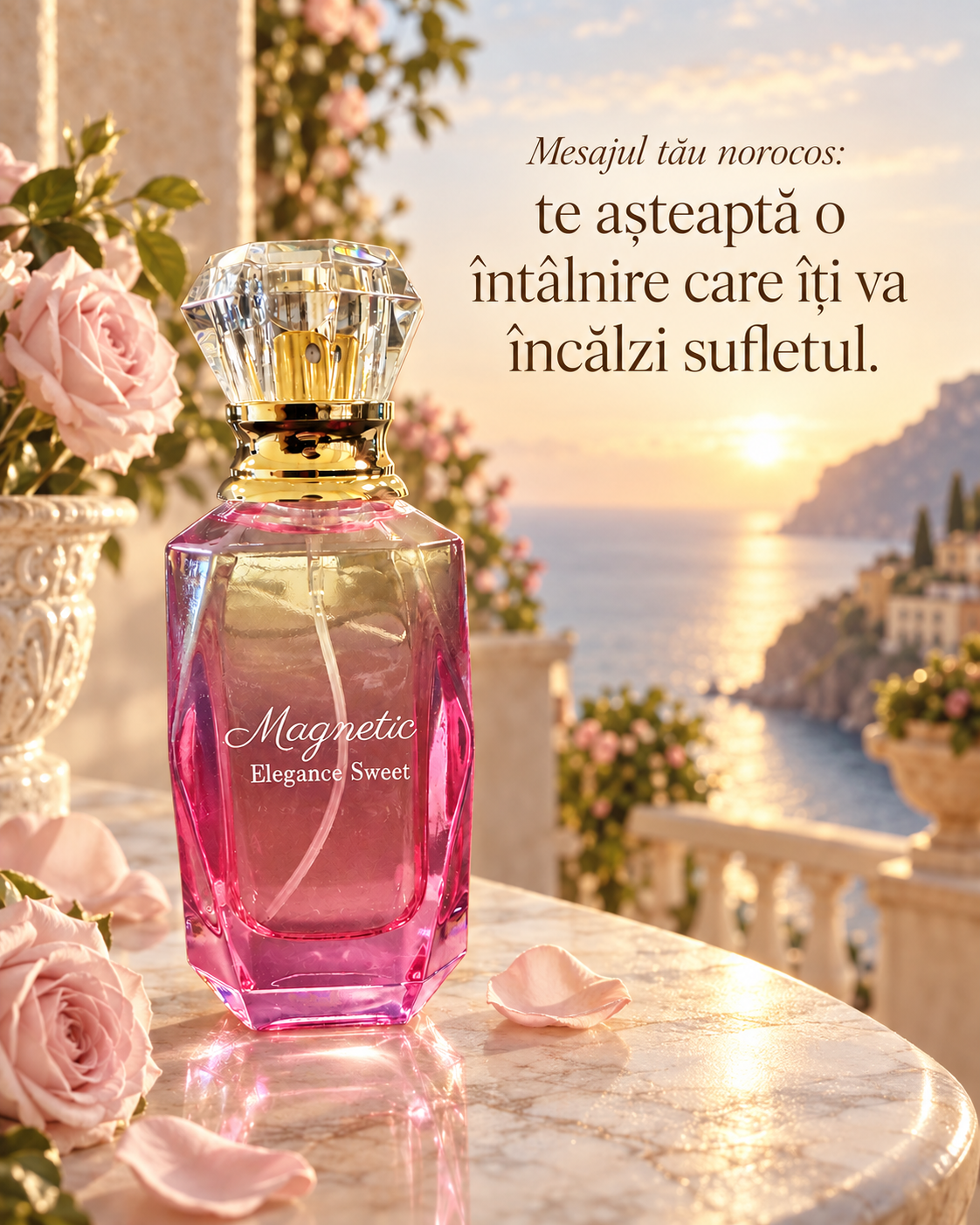 Magnetic Elegance extrait de parfum — design cu citat în limba română